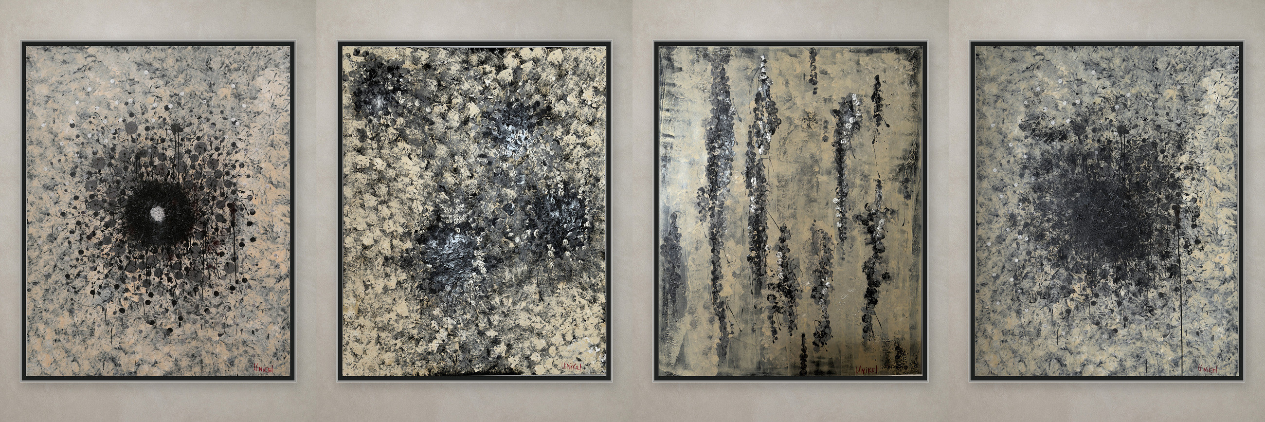 DIAMONDS — the four works of the series, hung together