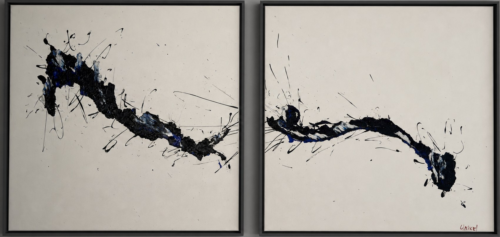 UNIKEL — Unbroken — diptych, earth mixed into paint on two canvases, metal frames