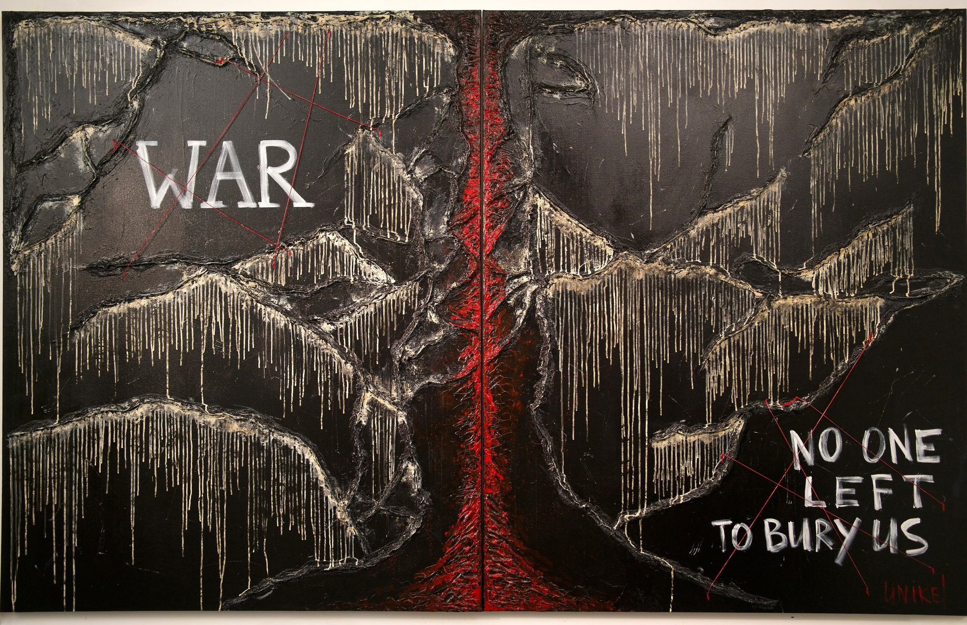 UNIKEL — No One Left to Bury Us, monumental diptych, 2025